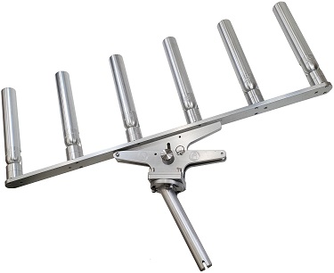 A-H6-A30 - Six (6) Rod Holder Horizontal Articulating Tree Standard Gimbal Mount Assembly  1/24