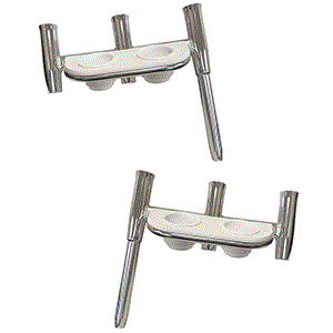 72446 - Triple Rod Holder w/Cup Holders - Port Side & Starboard Side - Polished Aluminum - TIGRESS (PAIR) 1/24