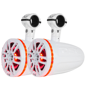 86409 - 2-Way Wakeboard Pod Tower Speakers w/1 Compression Driver & RGB LED Lights - 450W - White  8/22